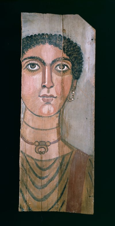 Mummy Portrait, 90-110 AD by Roman Period Egyptian